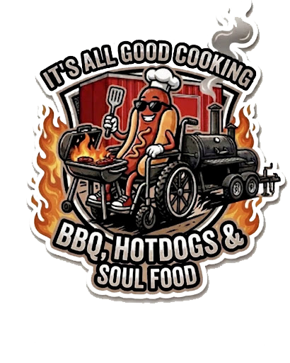 It's All Good Cooking BBQ Hotdogs & Soul Food Logo